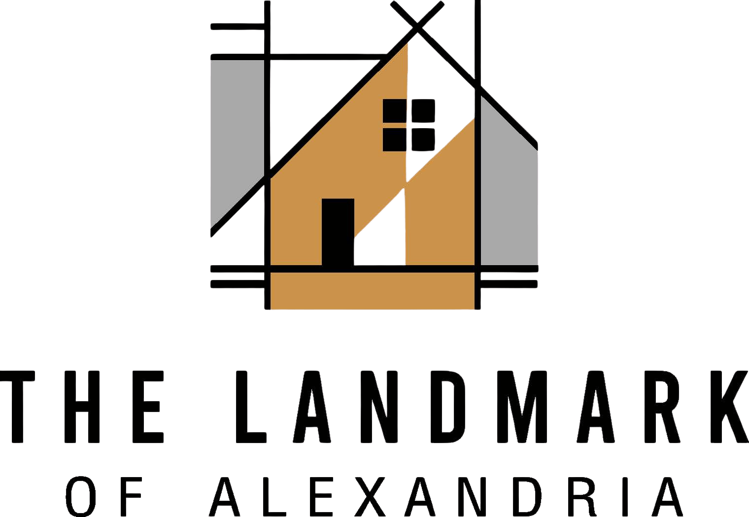 The Landmark of Alexandria logo with a house and a building.